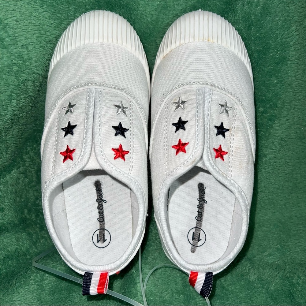 🇺🇸 Cat & Jack Shoes Toddler Girls Size 10 11 Slip On Sneakers USA 4th of July - Picture 4 of 8